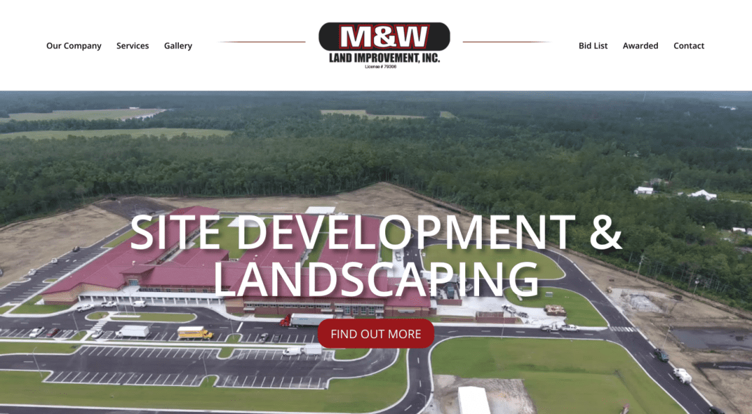 M & W Land Improvement Website Development