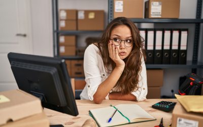 Small business woman that looks worried.