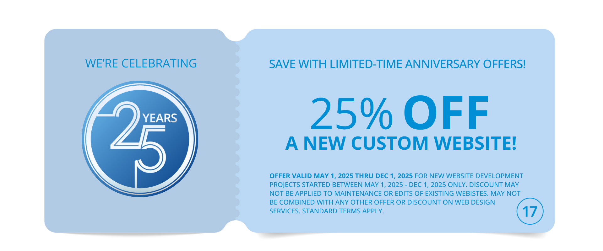 25% Off a new, custom Website