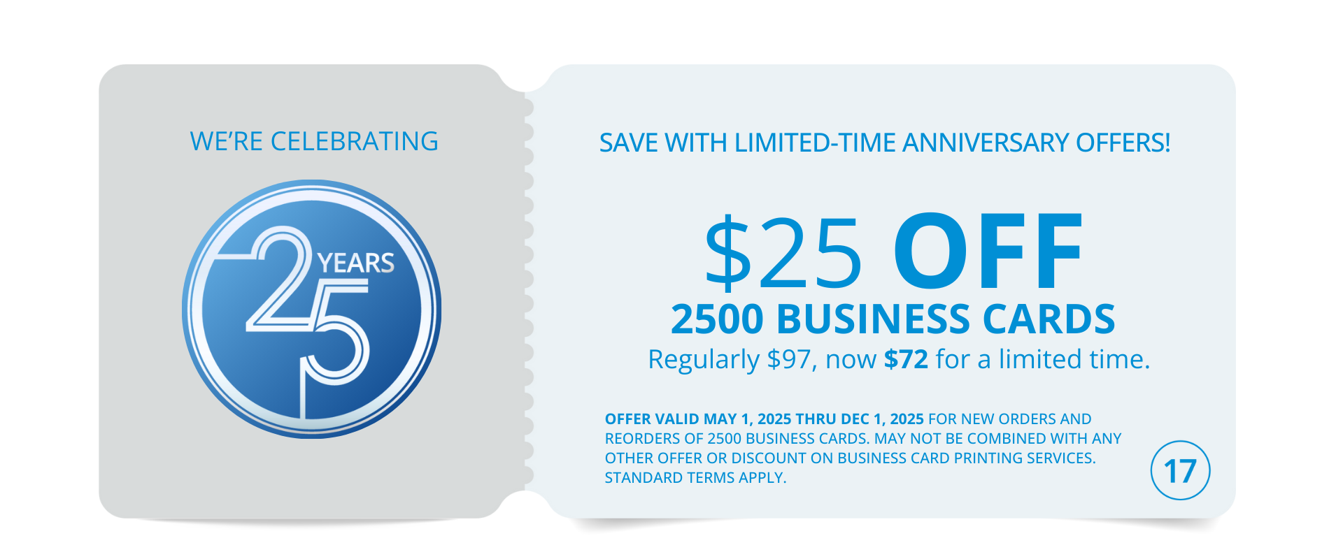 $25 off 2500 business cards for a limited time only!