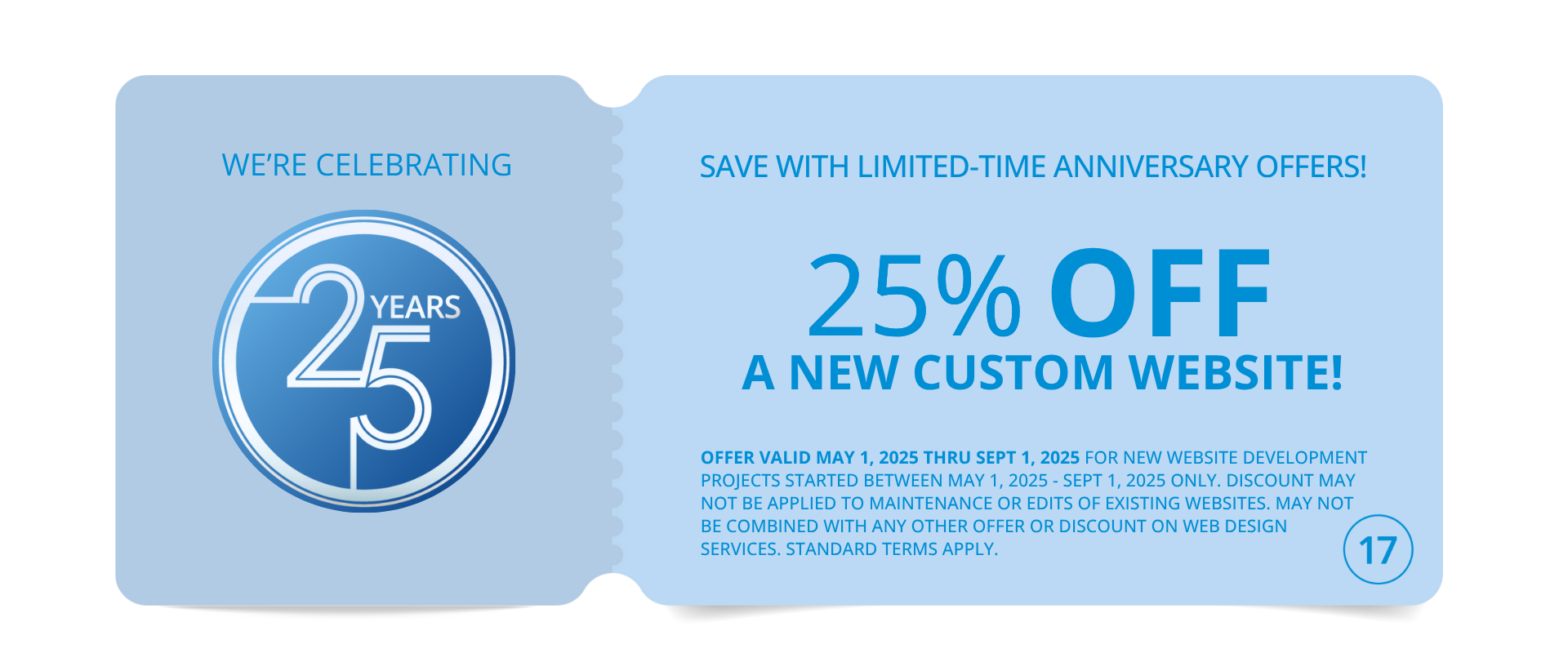 25% Off a new, custom Website